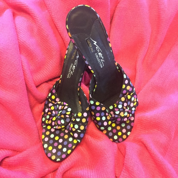 Multi-colored Polka Dot Heels ON SALE - Picture 1 of 4